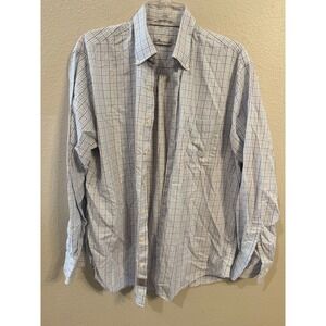 PETER MILLAR  Check Button Down  Mens Large Purple Teal Long Sleeve Plaid